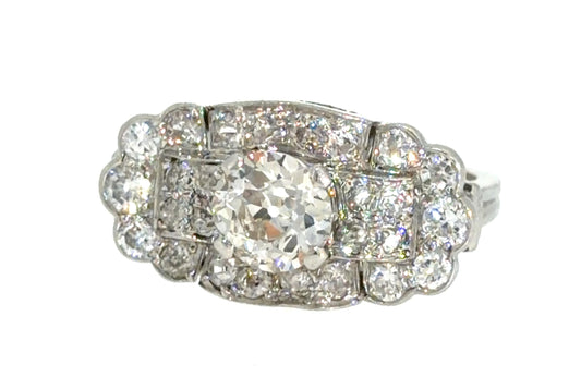 Original Art Deco 1.10ct Old Euro Center Dia PT Ring (Vintage 1930s) 1ct SD