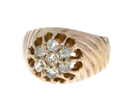 Victorian .70ct Diamond Belcher Ring (Antique 1890s) 18KY Gold Ring 6g Approxima