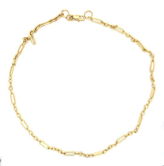 Art Deco Handmade 18KY Gold Chain Necklace (Antique 1920s) 13g 14KY Clasp