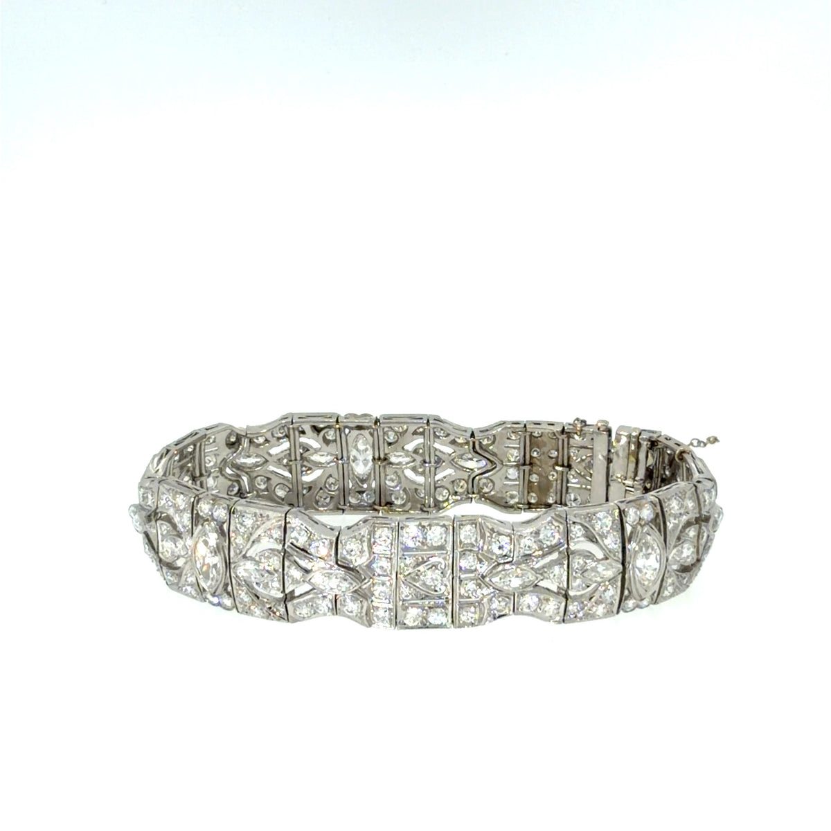 Art Deco Platinum 12.20ct Euro Dia Bracelet (Antique 1920s) 54.2g