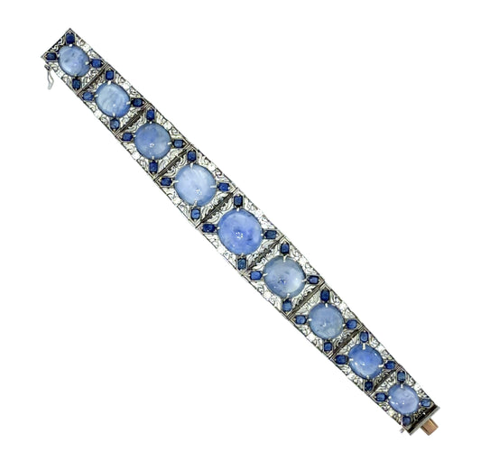 Art Deco PT Bracelet 110ct approx 9 GIA Certified No Heat Ceylon