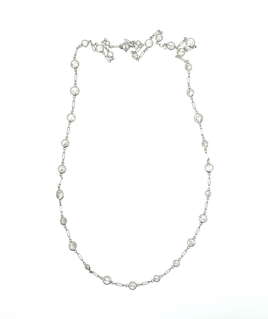 Platinum Inspired By the Yard Necklace 8.70ct Old Euro Diamond G-I VS2-SI2 6.3g