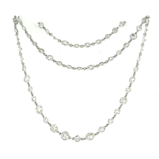 Platinum 16.10ct By the Yard Necklace 16.10ct Round Diamond G-I VS1-VS2 27"