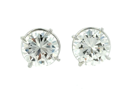 2.07ct E VVS2 + 2.01ct F VVS1 GIA Round Diamond Stud Earrings