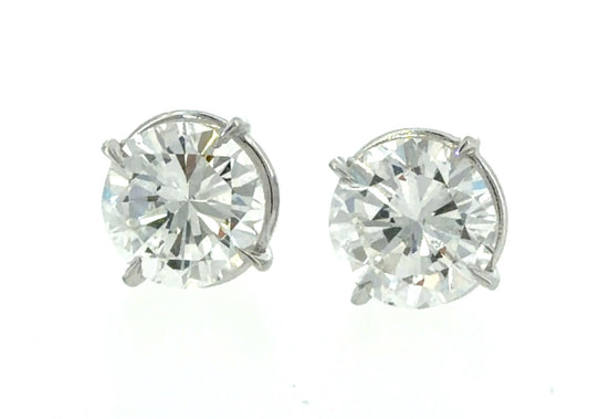 2.07ct E VVS2 + 2.01ct F VVS1 GIA Round Diamond Stud Earrings