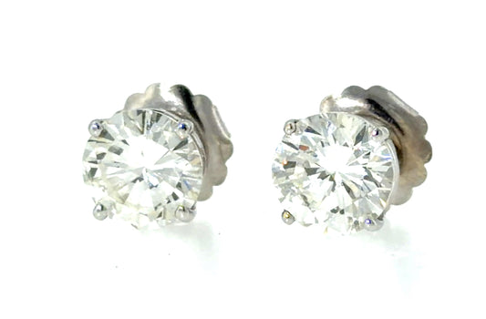 3.01ct+2.58ct Diamond 14KW Gold Stud Earrings 3.6g I-J VS2-SI1