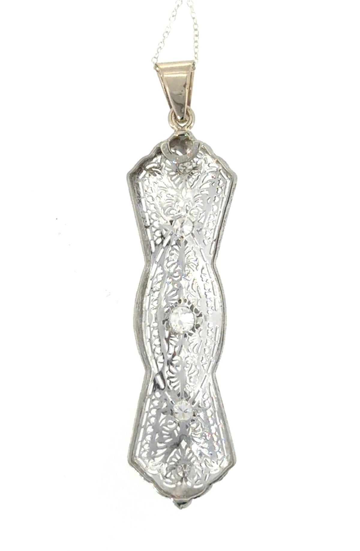 Original Art Deco .60ct Diamond Platinum+14KW Gold Pendant (Vintage 1930s) 5g
