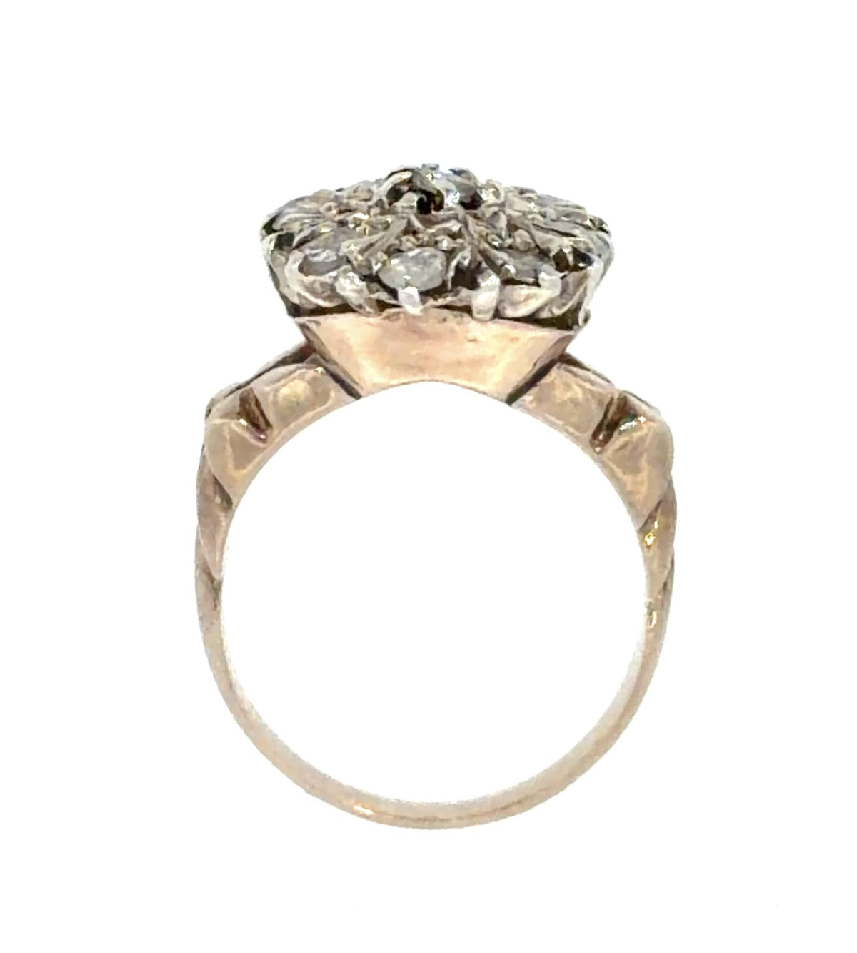Original Victorian .80ct Rose Cut Diamond 14K2 Tone Gold Ring (Antique 1890s)
