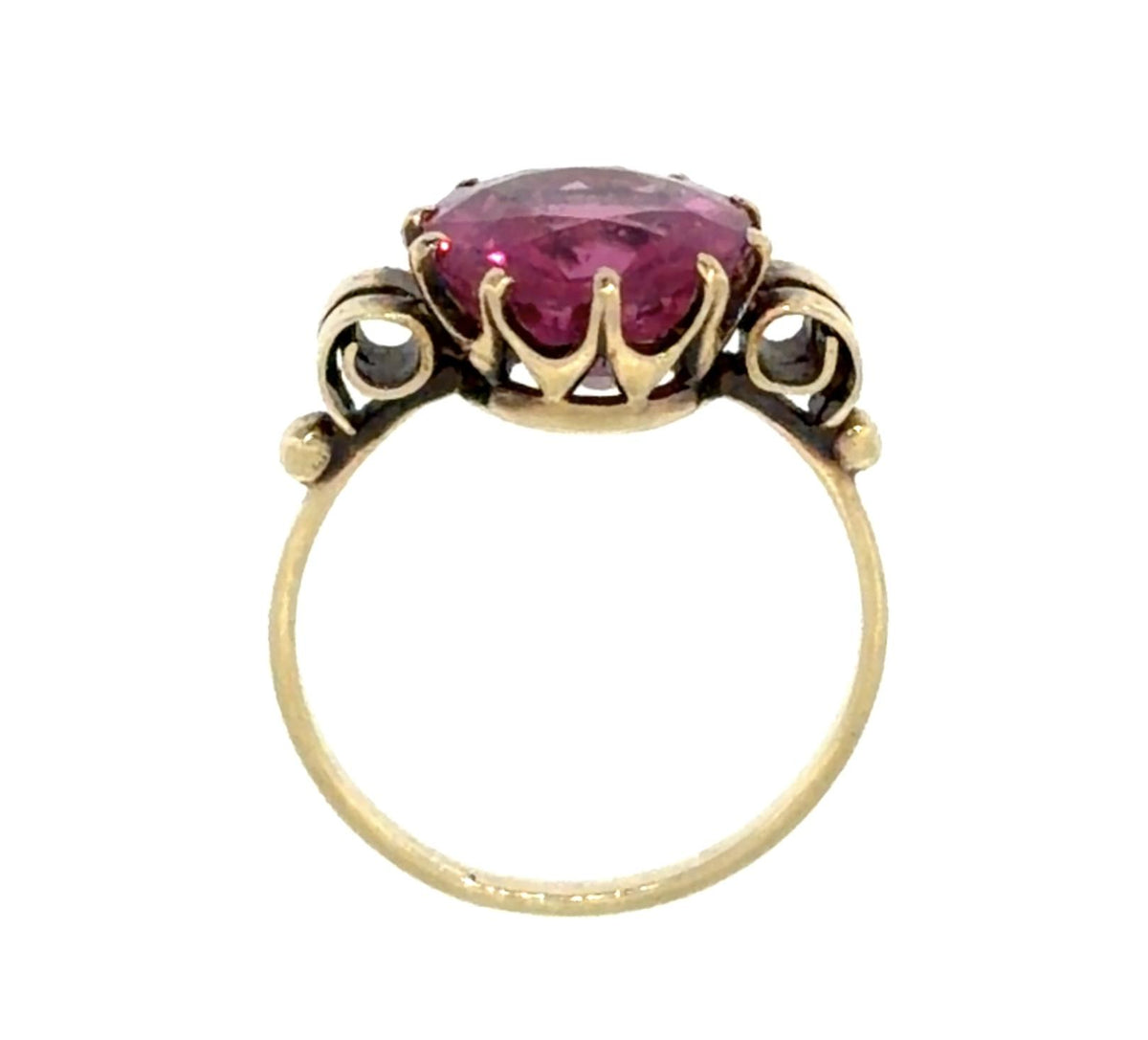 Victorian 5.22ct Oval Pink Tourmaline 14KY Gold Ring (Antique 1890s) 3.75g 6.50