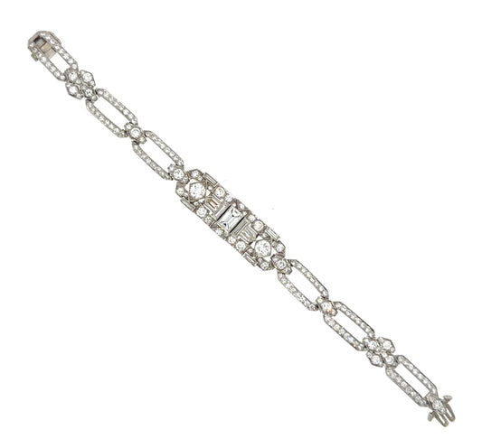 Original Art Deco 1.25ct Emerald-cut Diamond Platinum Bracelet (Antique 1920s)
