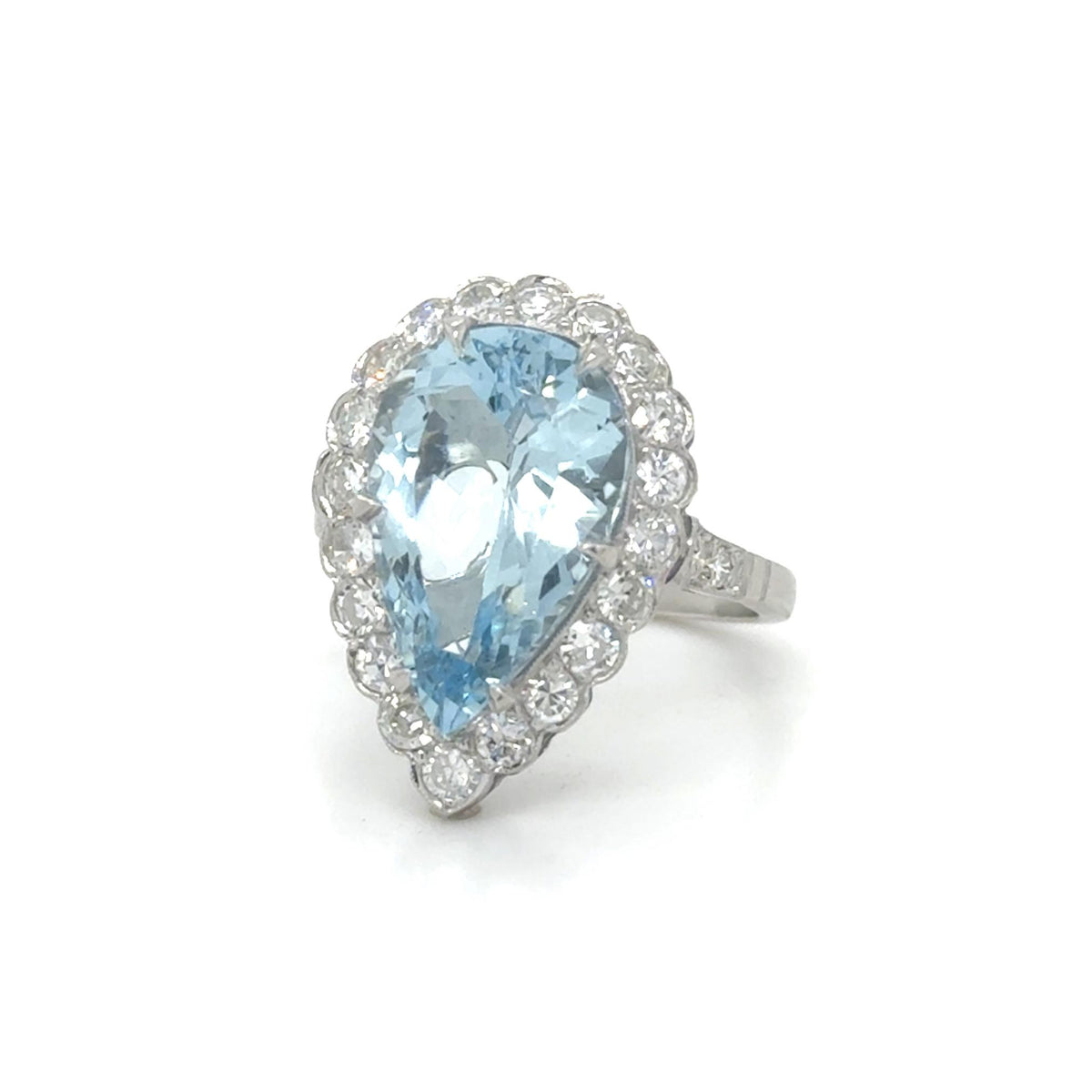 4.72ct Aquamarine PT Handmade Ring 1.20ct Dia 6.30g 7 Size