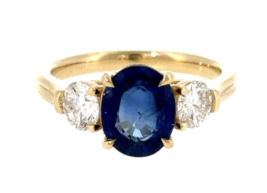 2.84ct Sapphire .80ct Diamond 14KY Gold Ring 3.90g 6.50 Size
