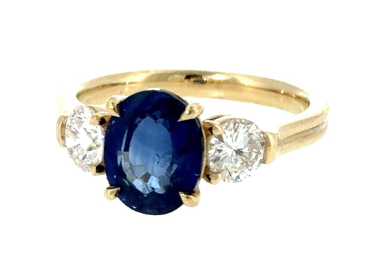 2.84ct Sapphire .80ct Diamond 14KY Gold Ring 3.90g 6.50 Size