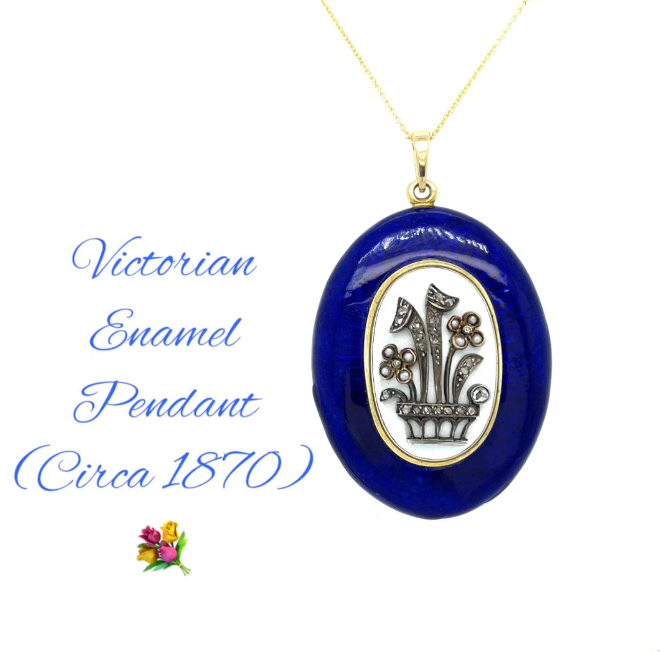 Victorian Era (Circa 1870s) Enamel 18KY Antique Locket/Pendant