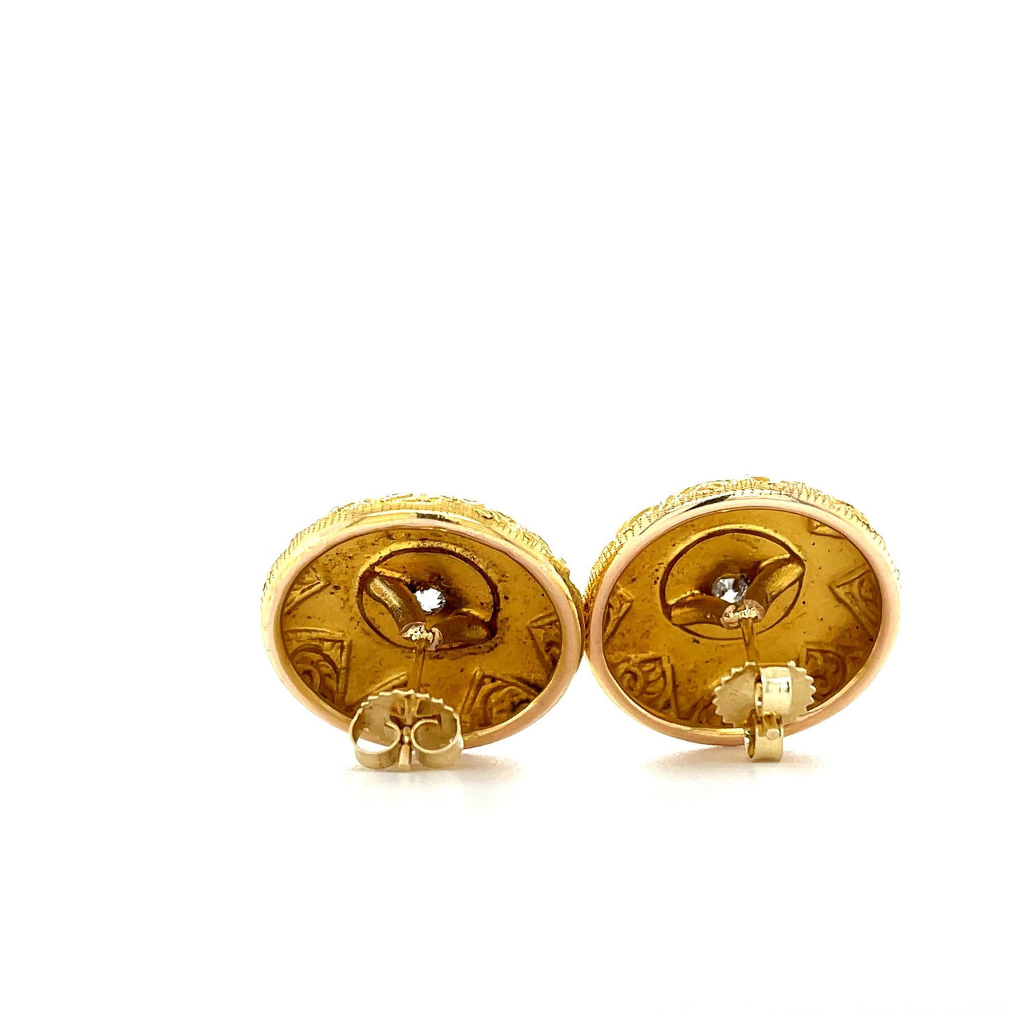 Victorian Cosmos Inspired Antique 18KY Earrings (Circa 1870s) .24ct Old Mine Dia
