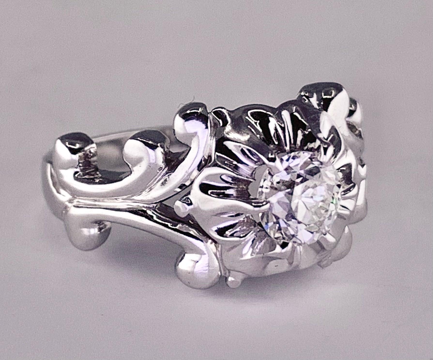 14K White Gold | G Color SI1 Clarity Euro Diamond .70 carats 14KW Ring