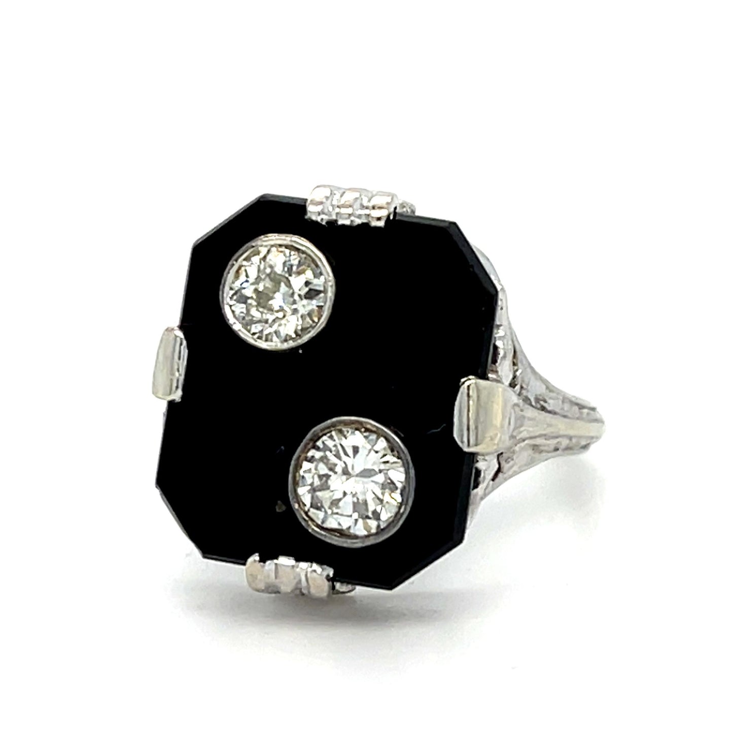 Original Art Deco .45ct Diamond 14KW Ring (Antique 1920s) 4g 5.75 Size
