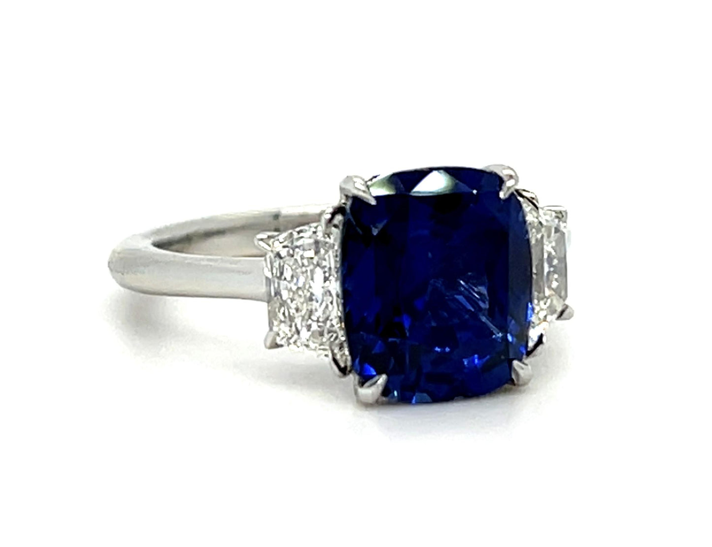 3.49ct Heated GIA Sapphire .84ct Diamond Platinum Ring 6g 5.50 Size