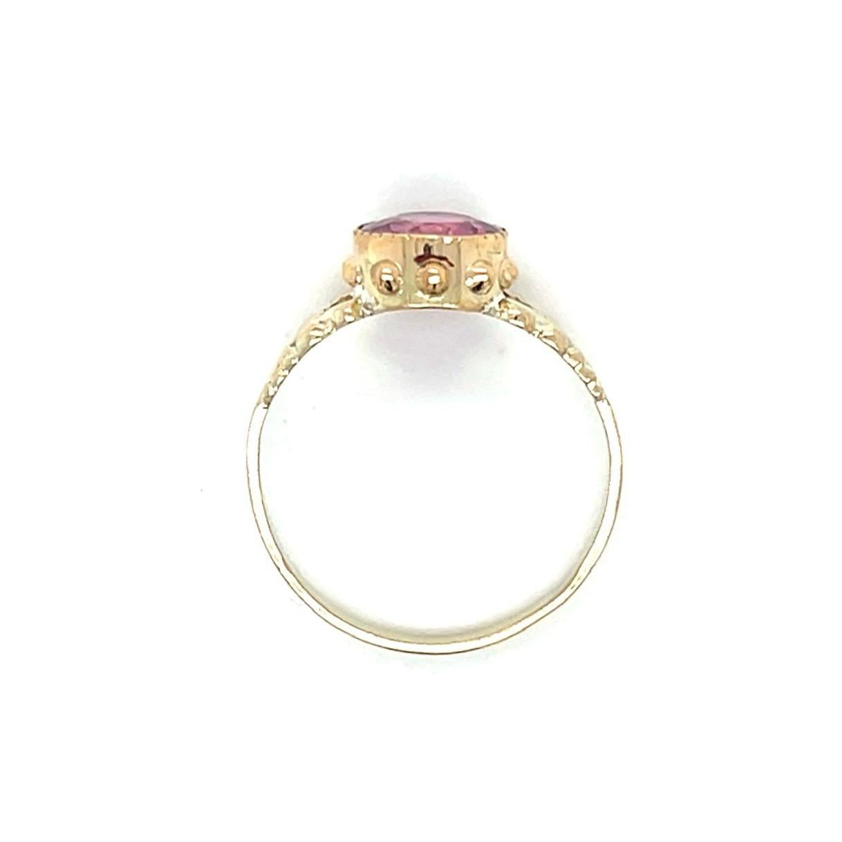 Victorian 2ct Approx Pink Tourmaline 13KY Ring (Antique 1890s) 7.25 Size 1.93g