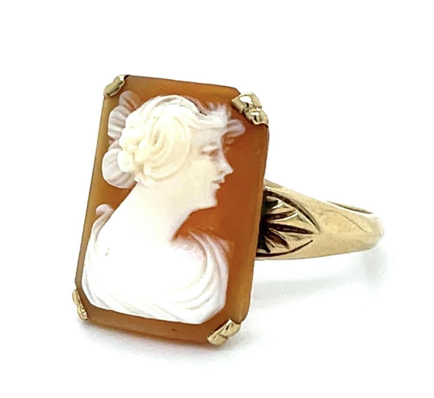 10KY Carved Cameo Victorian Ring Circa 1890s ESTATE Size 6
