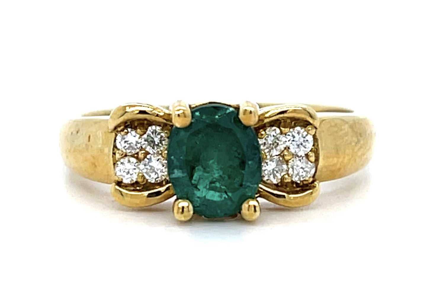 .76ct Colombian Emerald (No Cert) .08ct Diamond 18KY Ring 4.20g 6 Size HRTR #729
