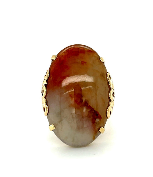25ct Agate 14KY Handmade Estate Ring 7 Size 9.56g