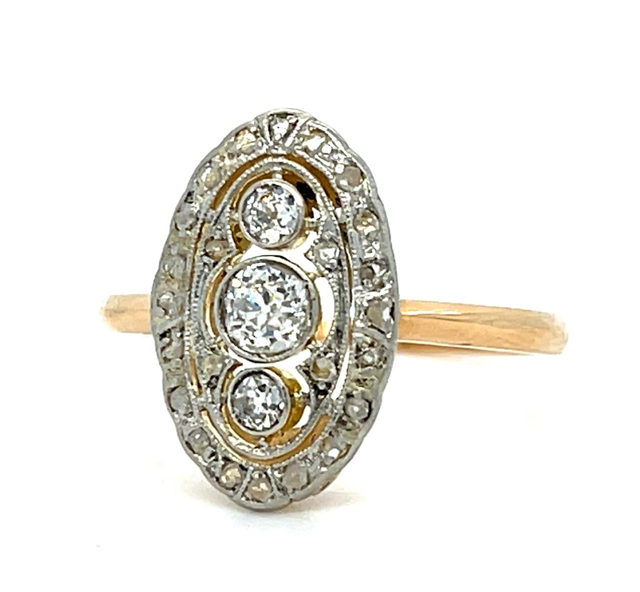 .50ct Diamond 18K 2 Tone Gold Ring (Antique Early 1900s) 3.60g 7 Size
