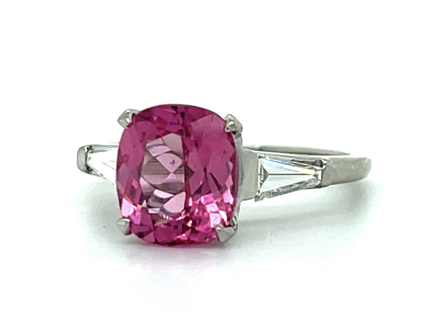 1.65ct Pink Tourmaline .40ct Diamond Platinum Estate 5.14g 7.25 Size
