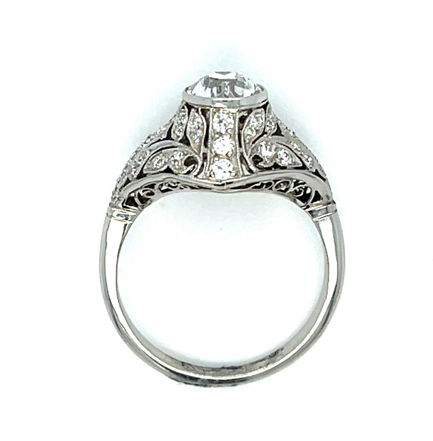 1.09ct Old European Diamond Platinum Handmade Ring .80ct SD 5g 6.25 Size
