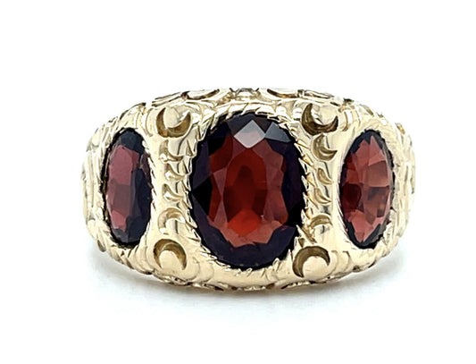 Victorian 4ct Garnet 13KY Ring (Antique 1890s) 5.90g 6.50 Size