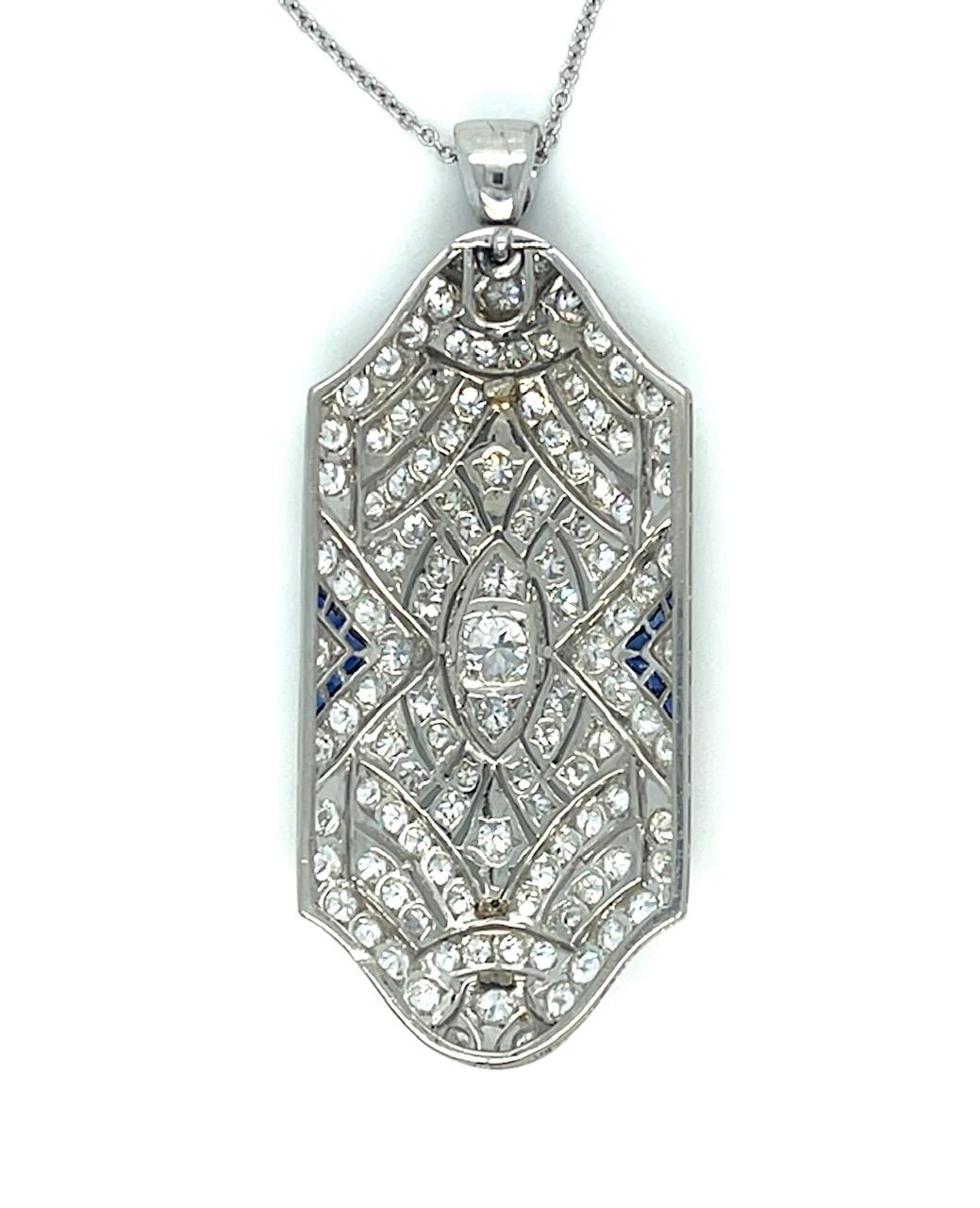 Estate 0.30ct Diamond PT 8.85gr Art Deco Pendant Circa 1920s 4ct Sd Length 1.7