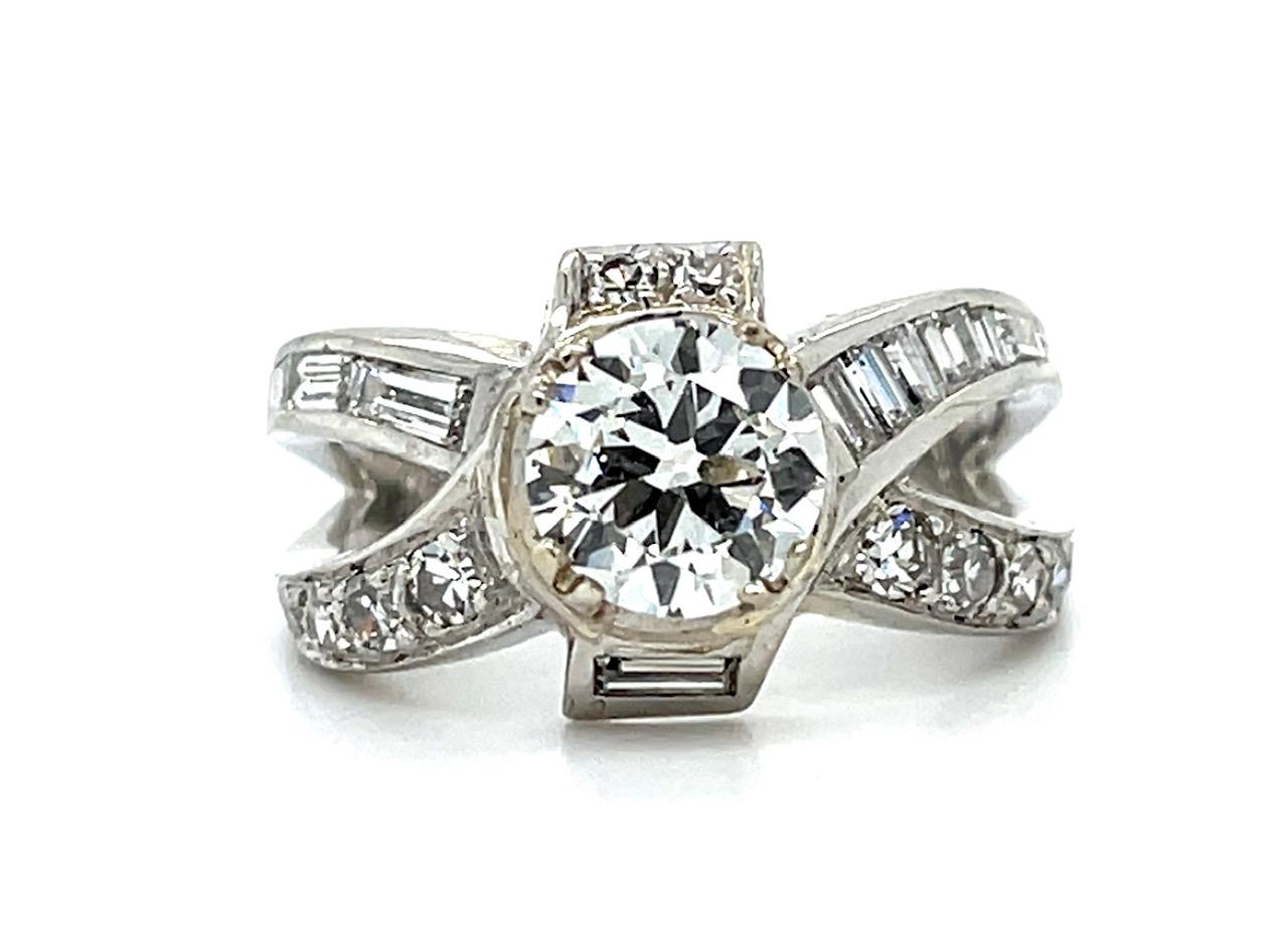 1.10ct Old European Cut Diamond Platinum 900 Ring (Vintage 1940s) .80ct SD 8g 6