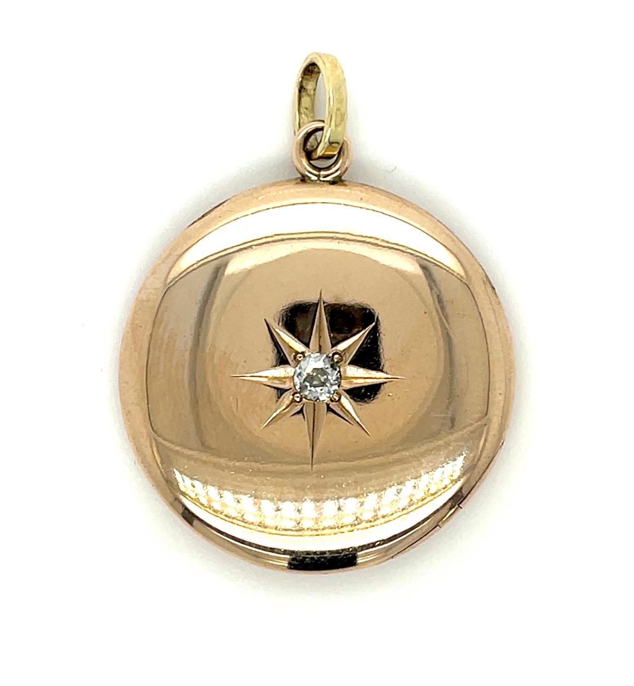 Victorian .18ct Old European Diamond 14KY Locket Pendant (Antique 1890s) 11.50g