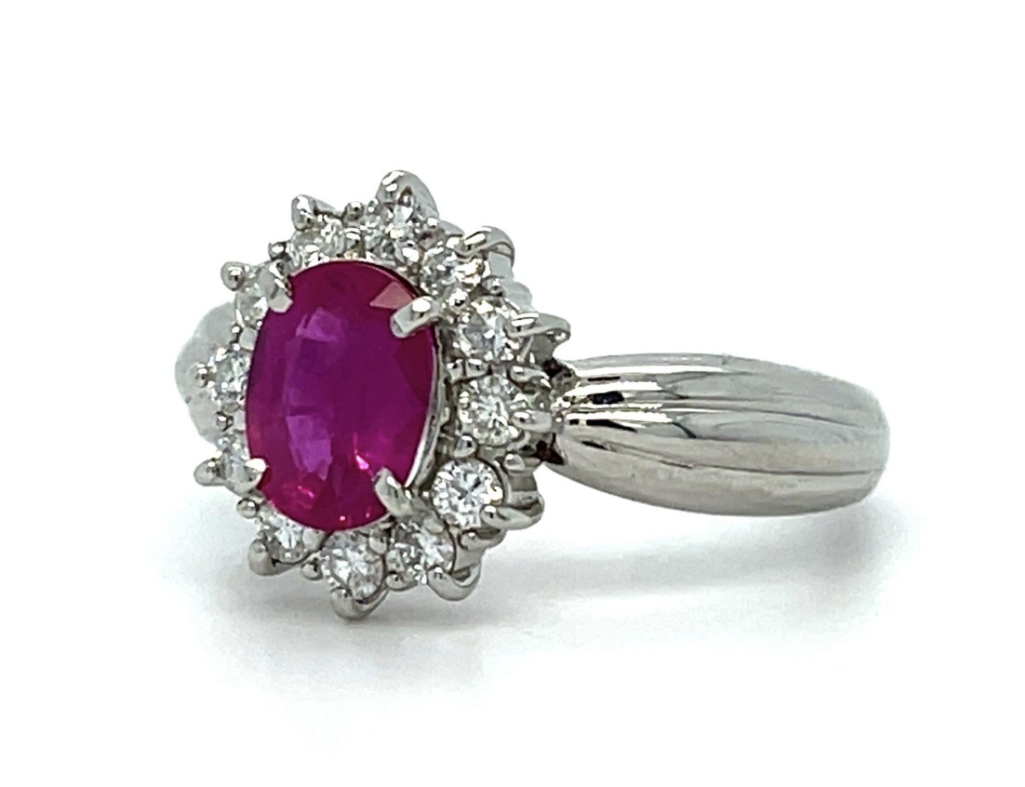 1.17ct Burma Ruby .32ct Diamond Platinum Ring 5.70g 6 Size