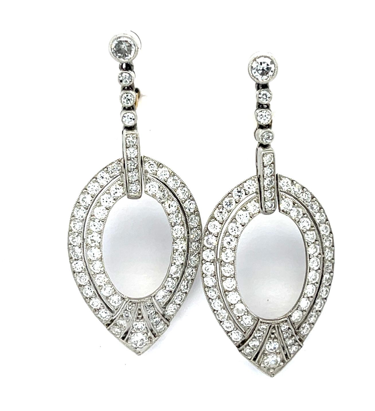 4.25ct Diamonds Platinum Handmade Earrings 9.40g 1.75"