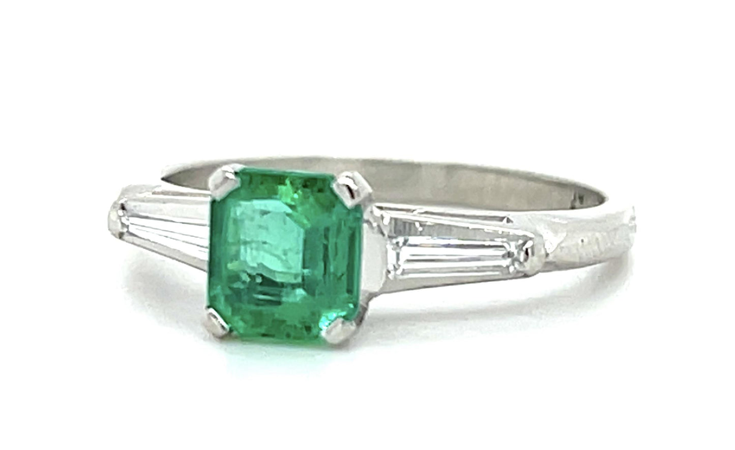 .85ct Colombian Emerald .30ct Diamond Platinum Ring 4.35g 6.75 Size