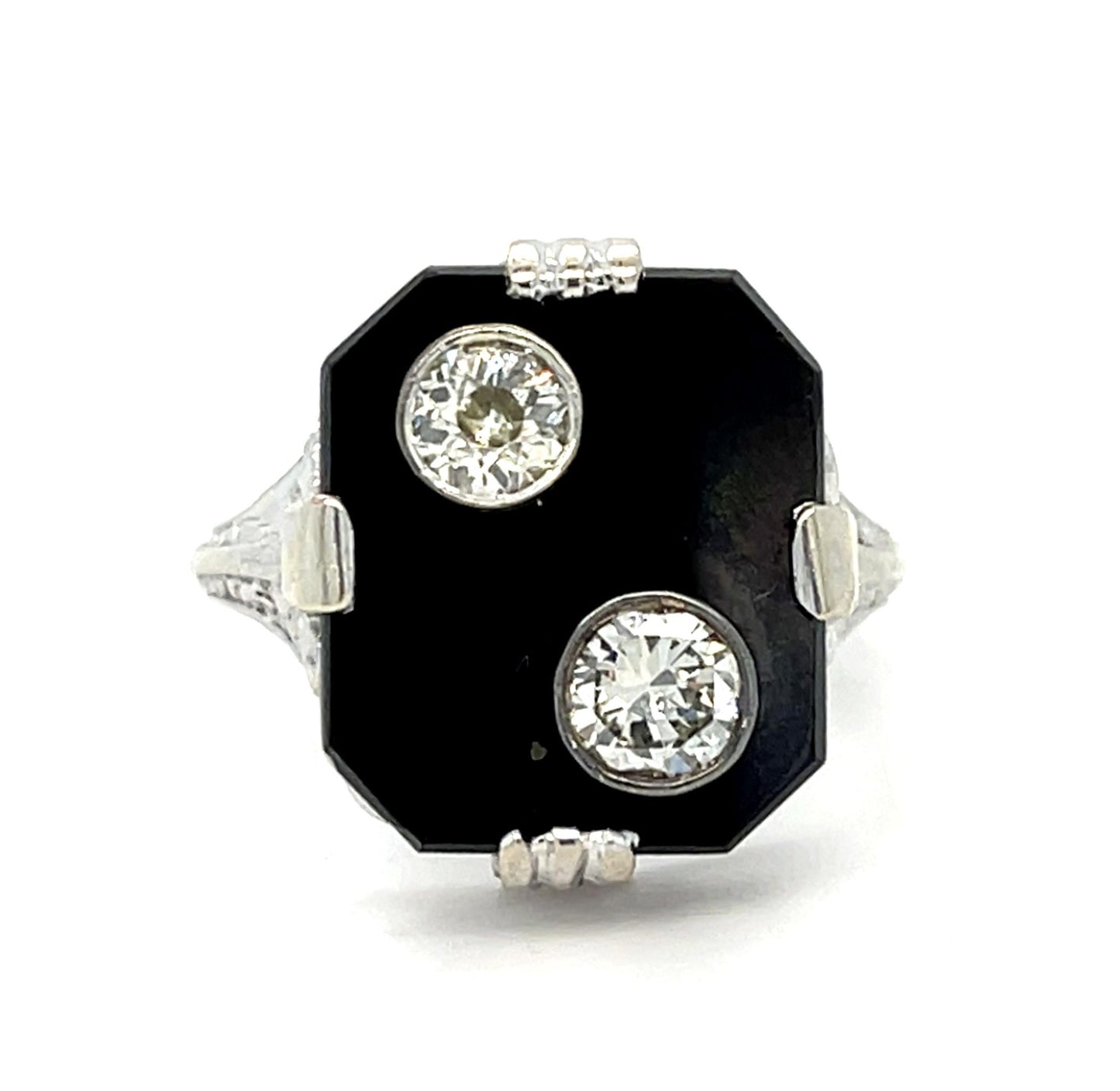 Original Art Deco .45ct Diamond 14KW Ring (Antique 1920s) 4g 5.75 Size