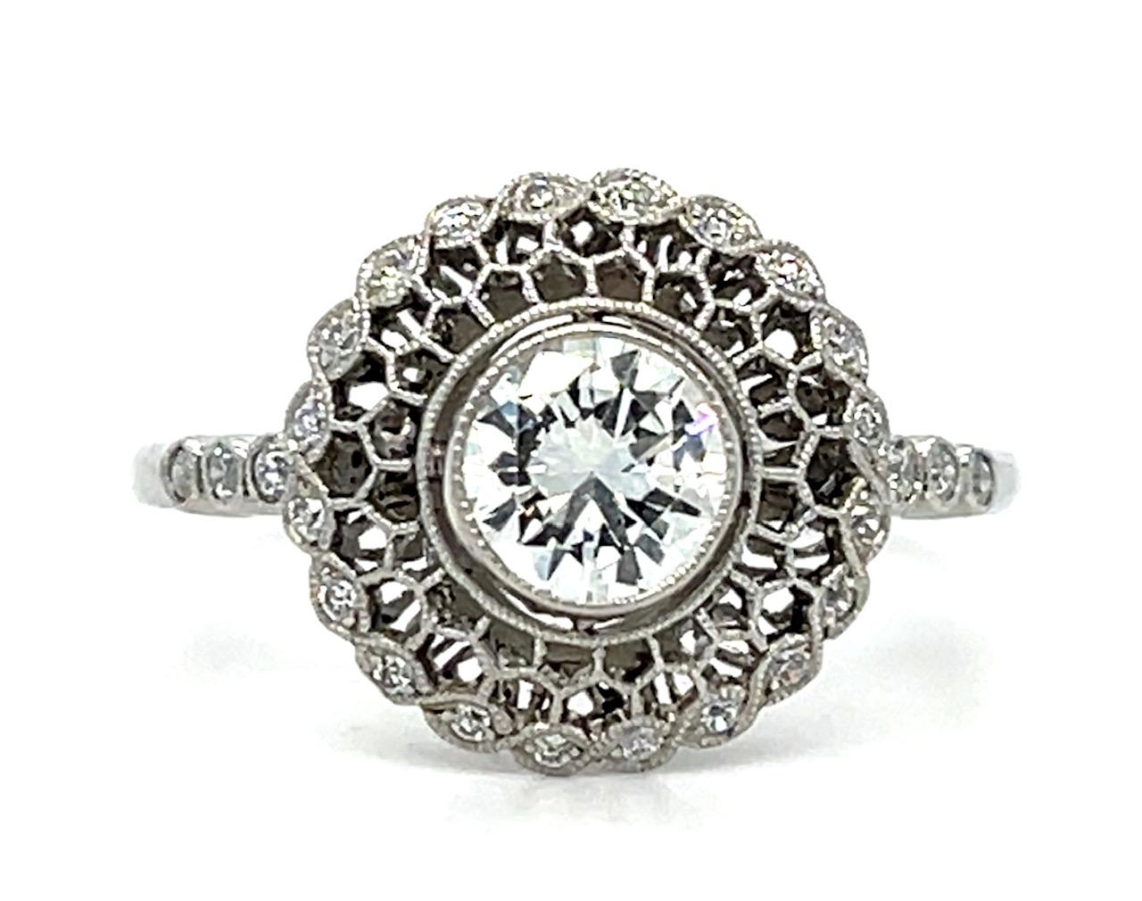 .60ct Round Brilliant Diamond Platinum Handmade Ring .24ct SD 4.10g 7 Size