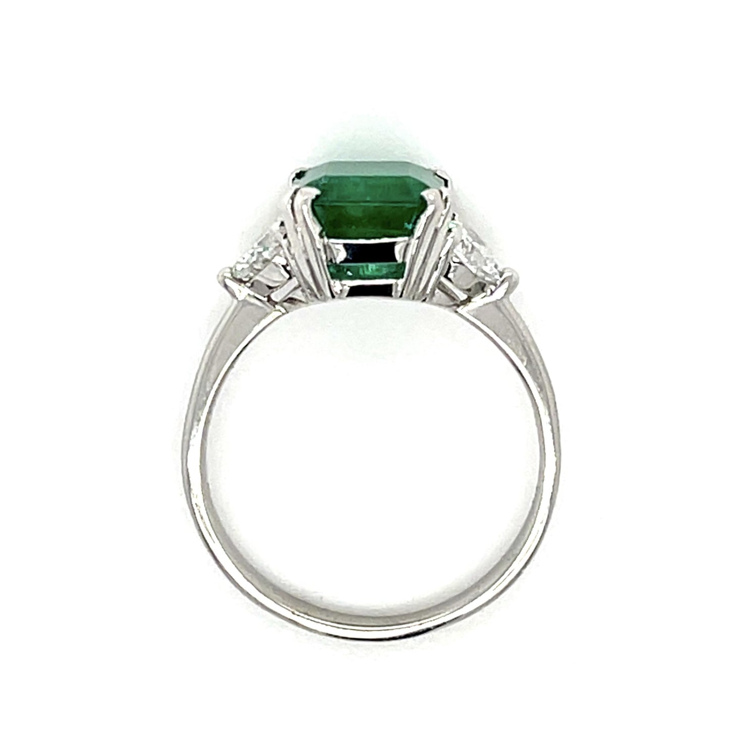 2.40ct Emerald .66ct Diamond 18KW Ring 3.60g 6.50 Size