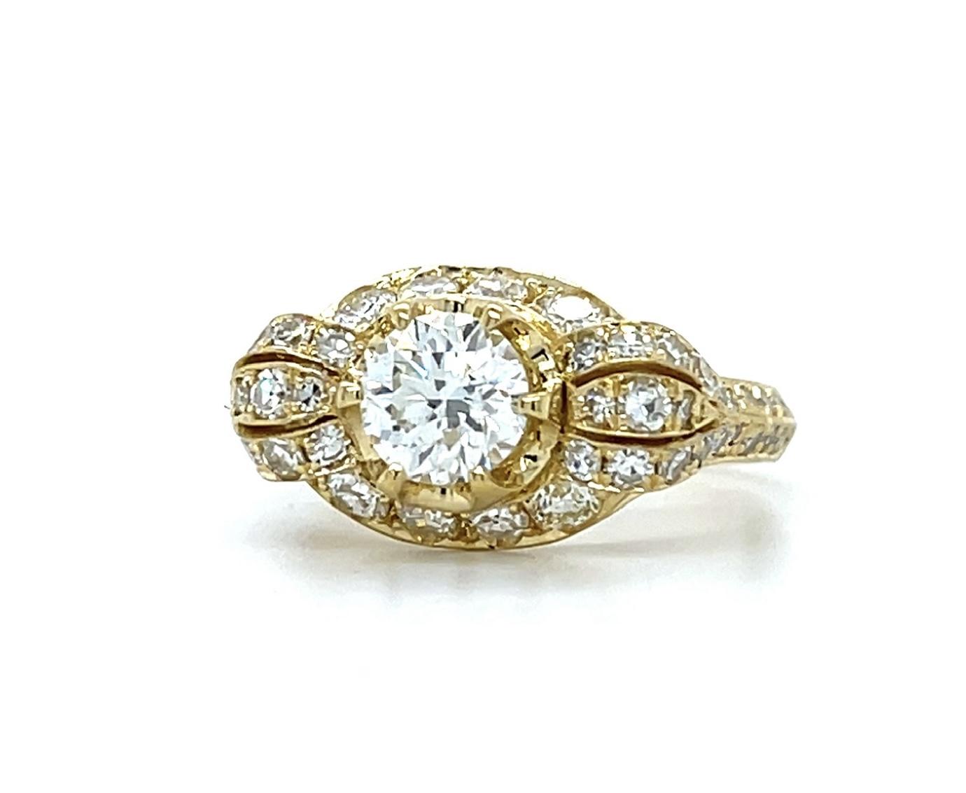 .93ct I VS1 Transitional Cut Diamond 18KY Estate Ring 1.04ct SD 7 Size 5.57g