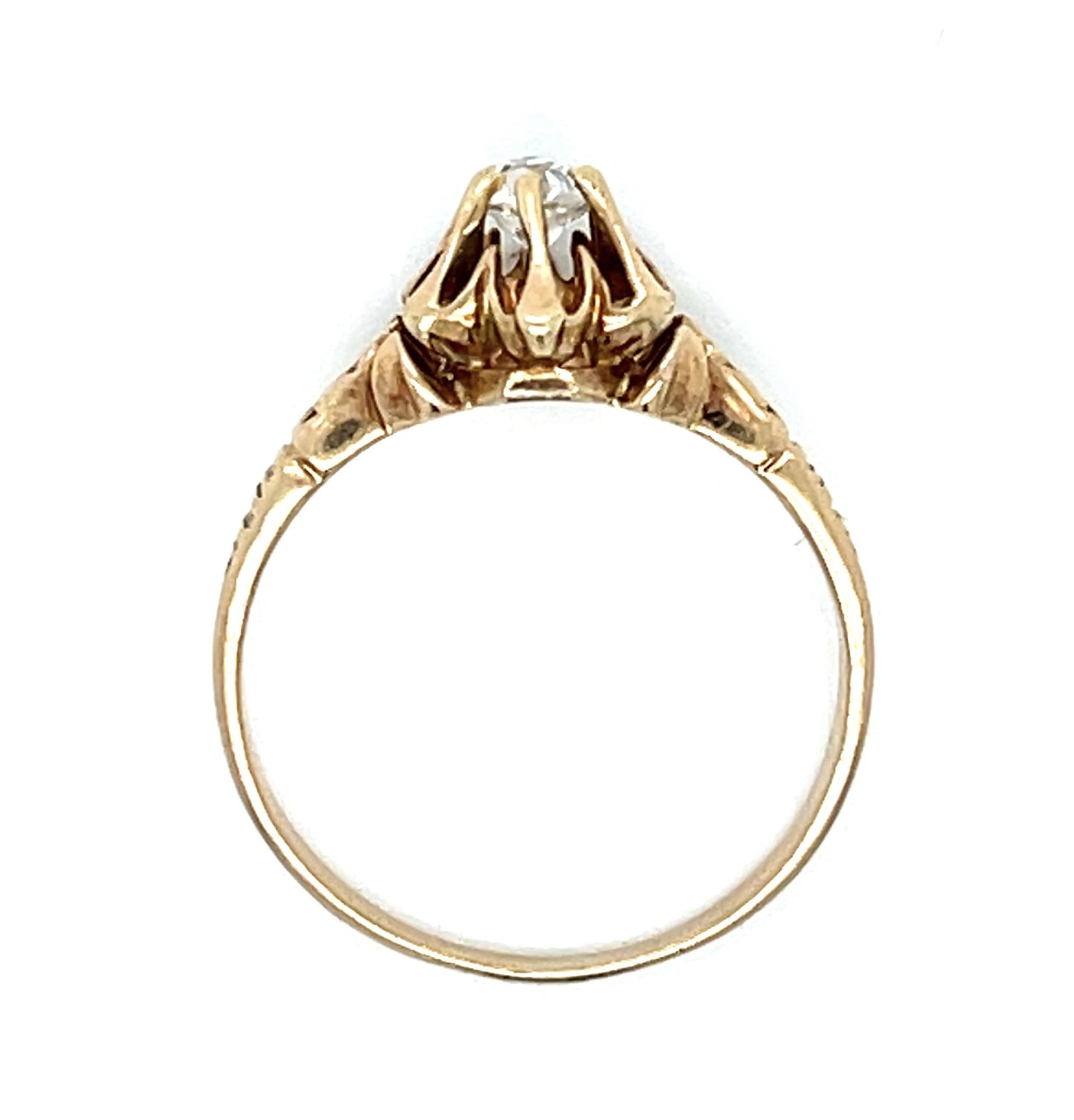 14K Diamond Victorian Ring 1.6gr 0.14ct(dia) Circa 1880s ESTATE Size 6