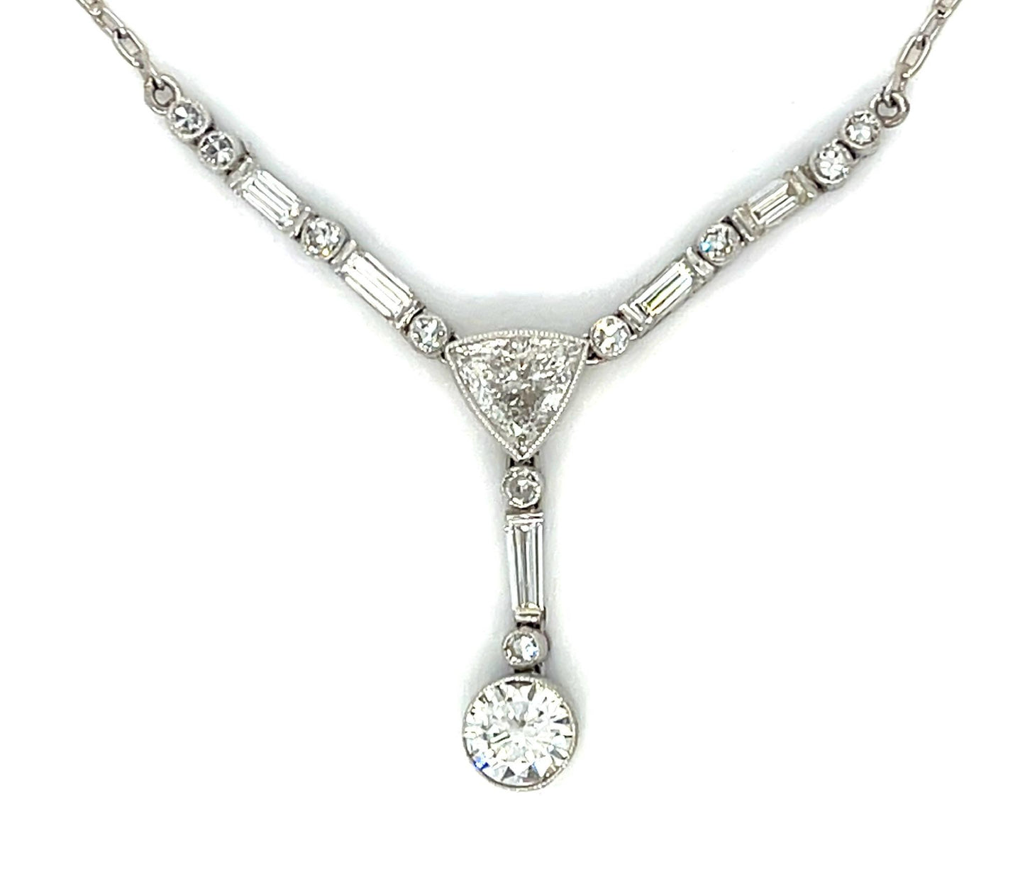 .95ct (2 Diamonds) Platinum Handmade Pendant .68ct SD 5.98g 19"