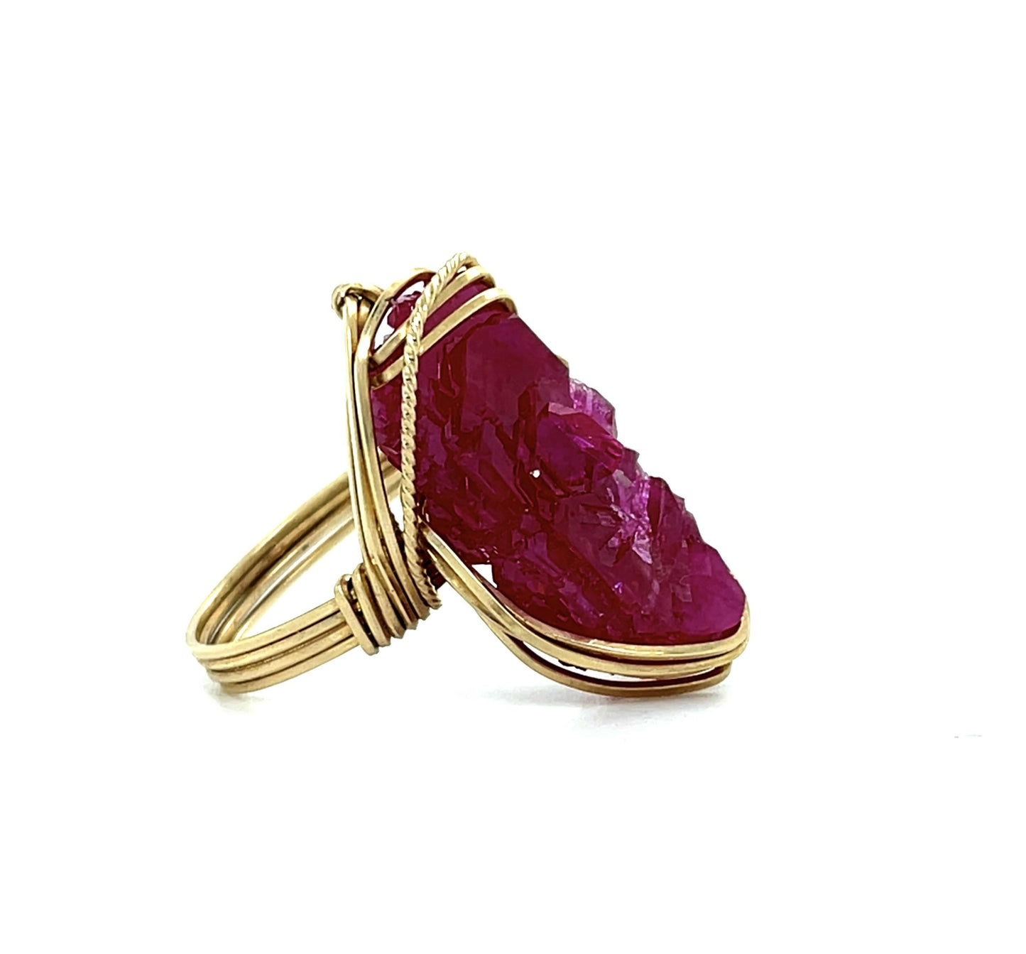35ct Crystal Ruby 14KY Handmade Vintage Ring (c 1960s) 1.25" 9g