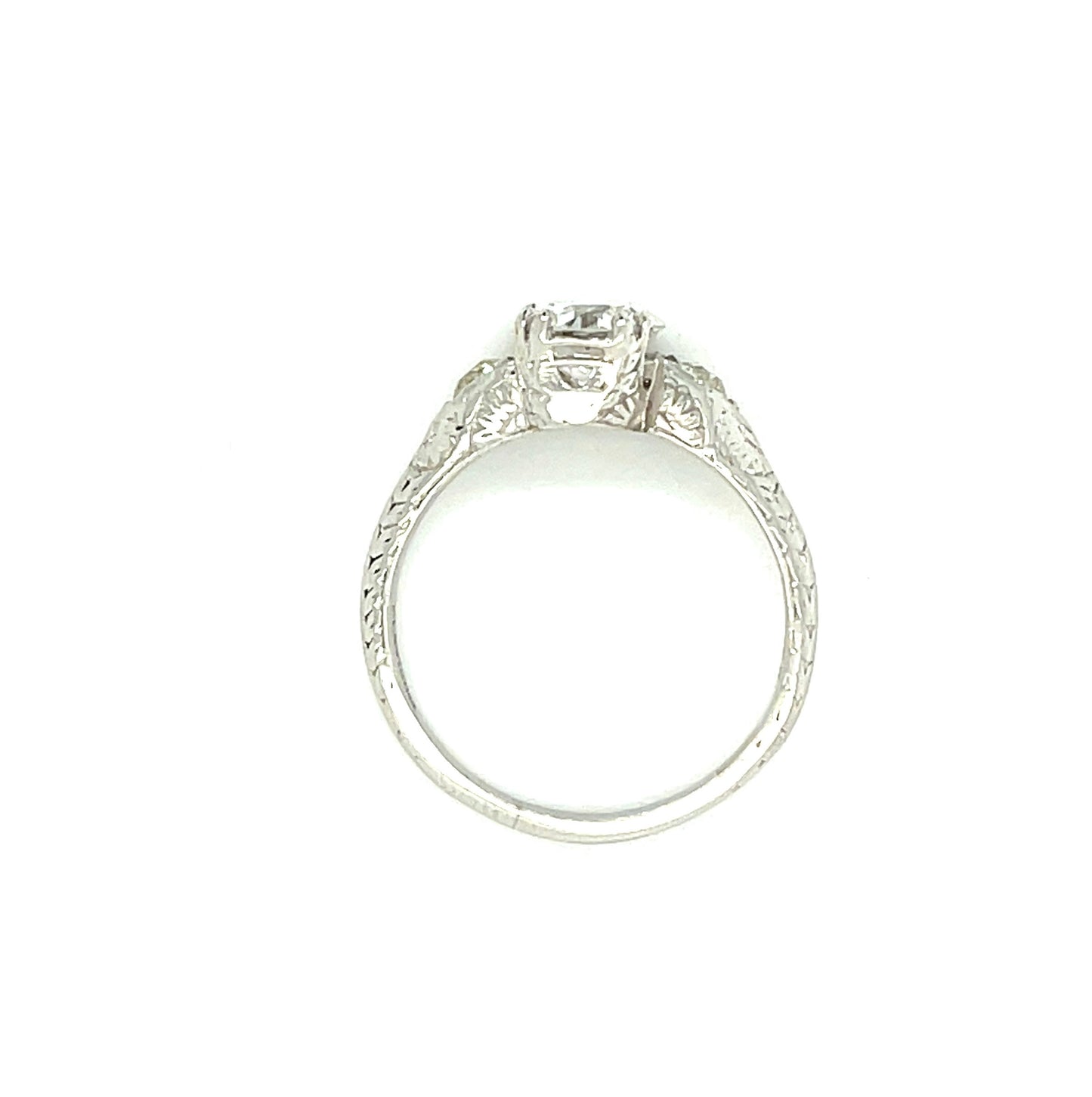 Art Deco (Circa 1930s) .99ct GIA G VS1 Old European Cut Diamond .10ct SD Platinum Vintage Ring