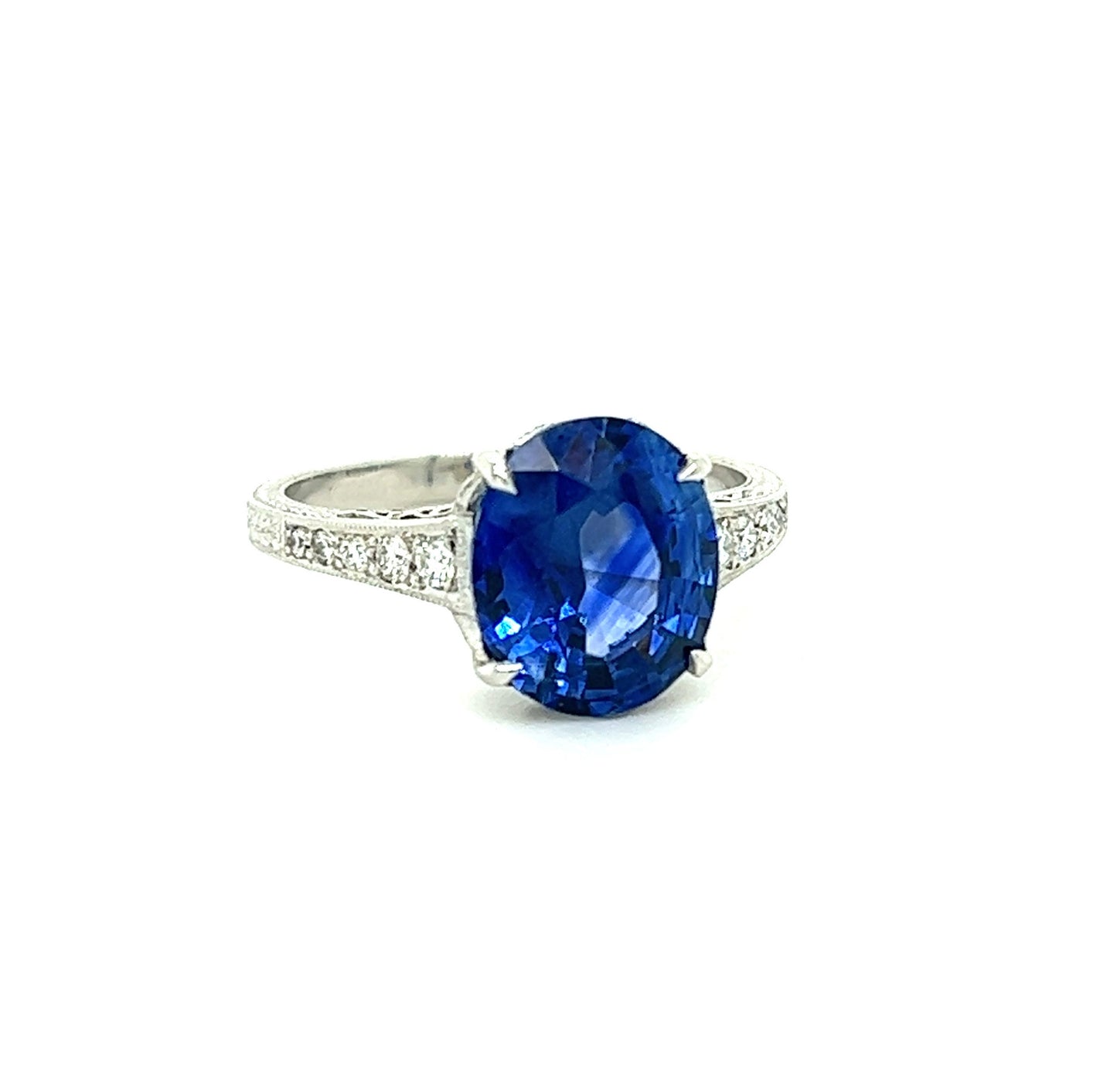 3.30ct Sapphire and 0.20ctw Diamond Platinum Ring