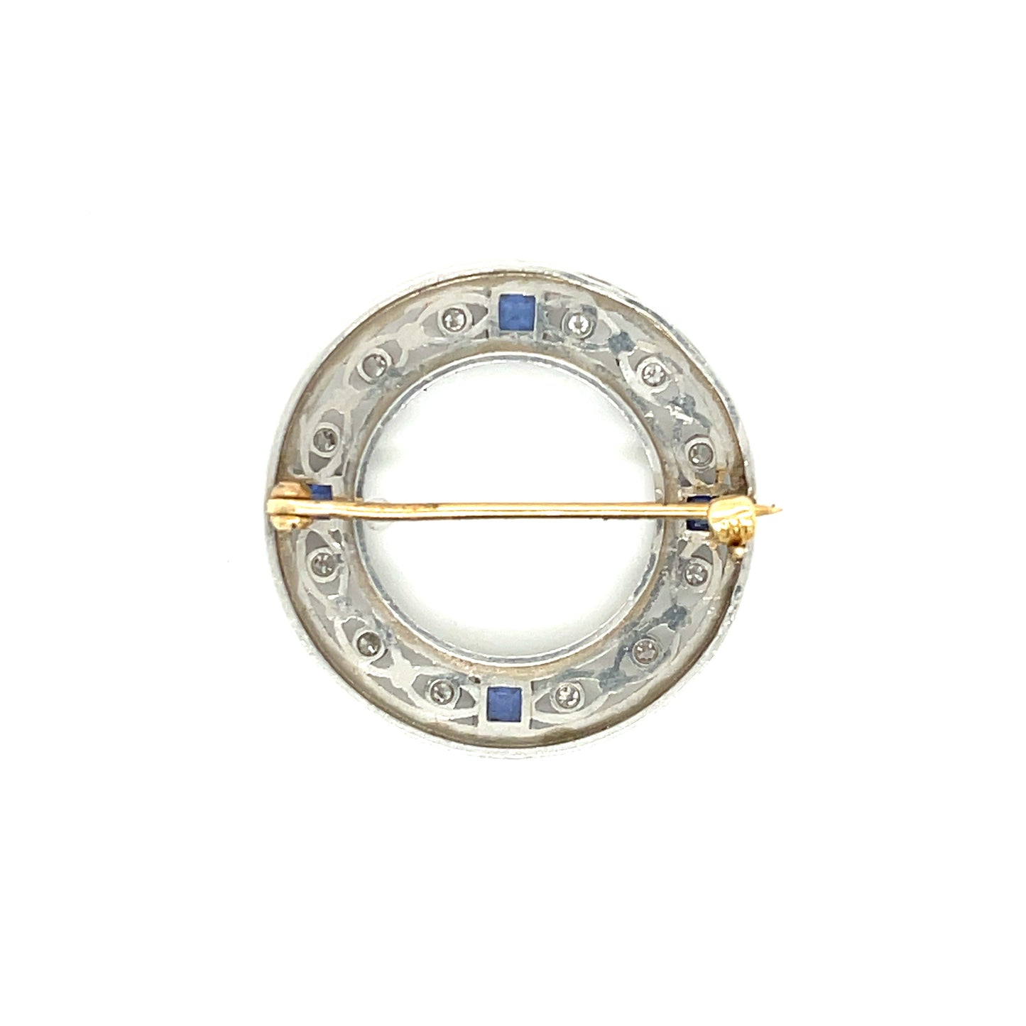 Art Deco (Circa 1920s) .80ct Natural Sapphires .36ct Diamonds (12 Stones) Antique Brooch