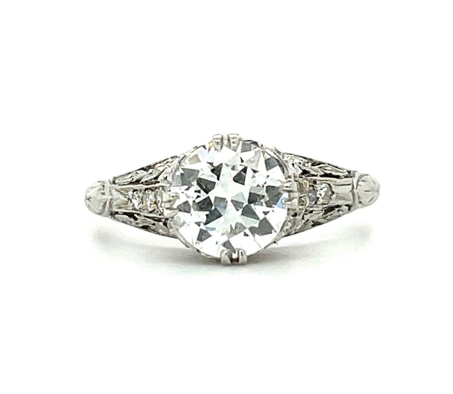 Art Deco (Circa 1920s) 1.23ct Old European Cut Diamond .16ct SD Platinum Antique Ring