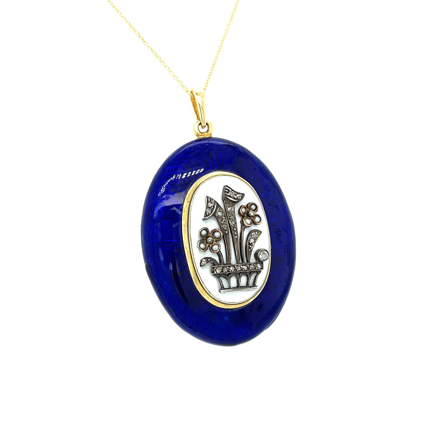 Victorian Era (Circa 1870s) Enamel 18KY Antique Locket/Pendant