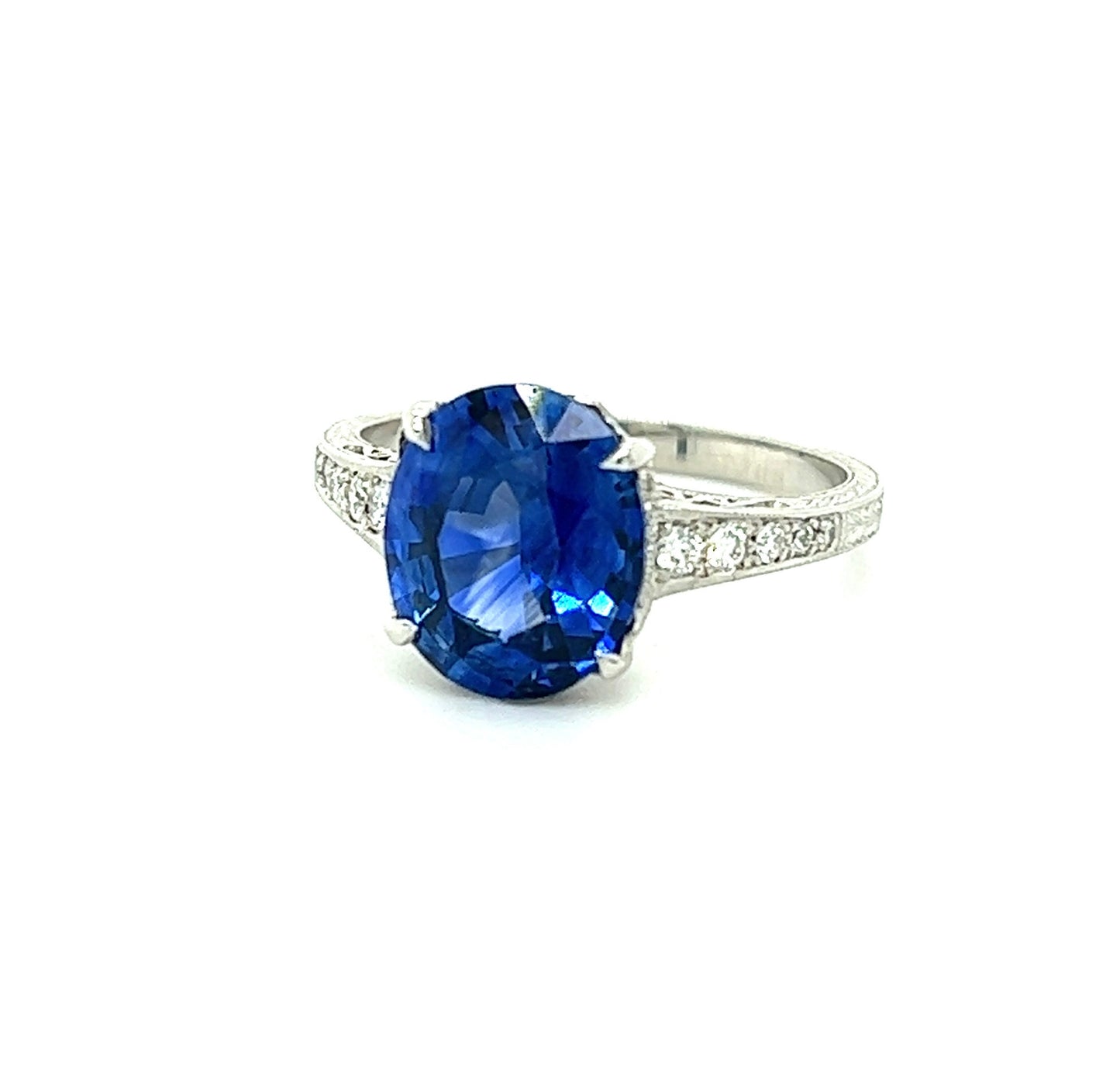 3.30ct Sapphire and 0.20ctw Diamond Platinum Ring
