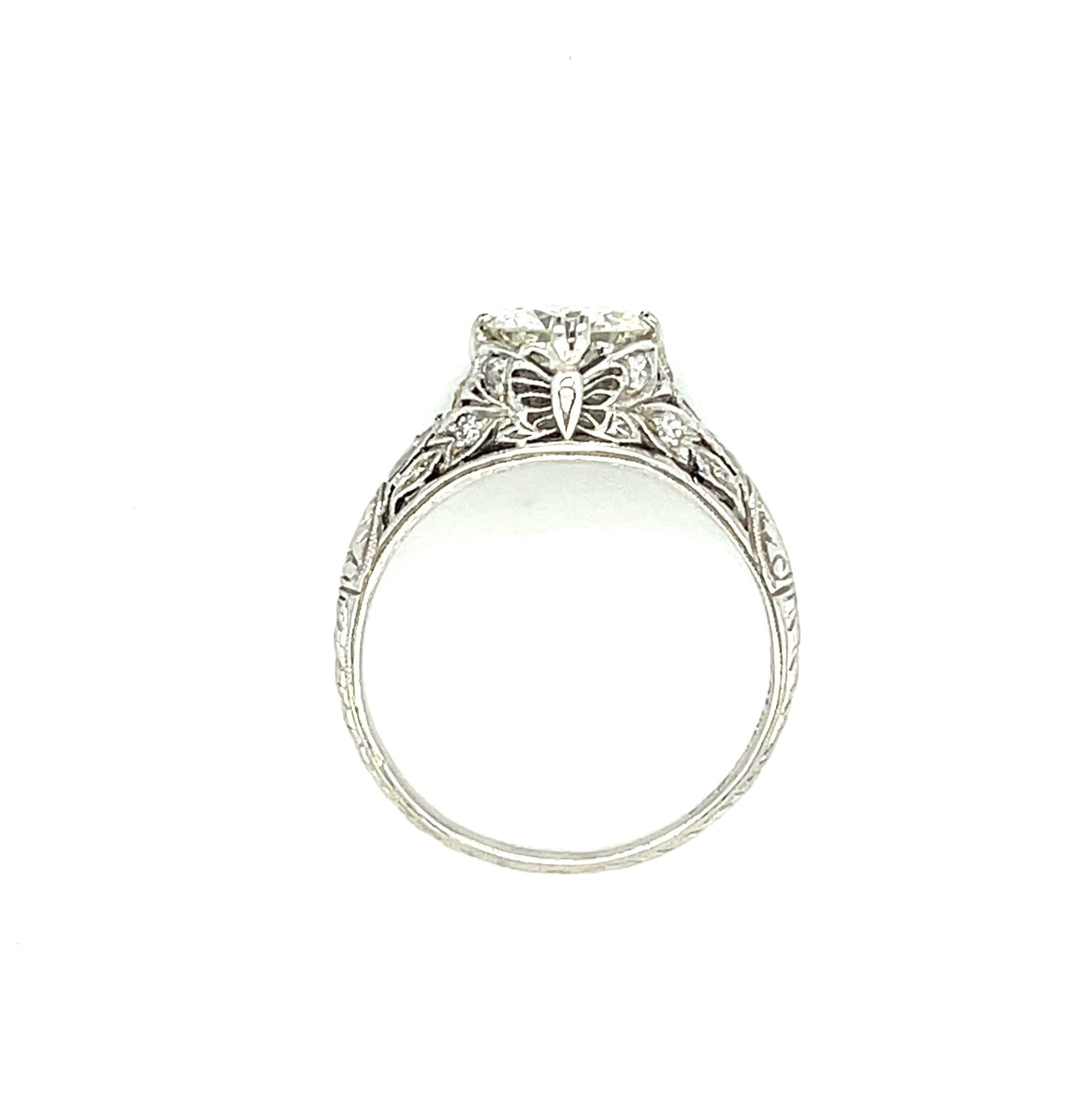 Art Deco (Circa 1920s) 1.23ct Old European Cut Diamond .16ct SD Platinum Antique Ring